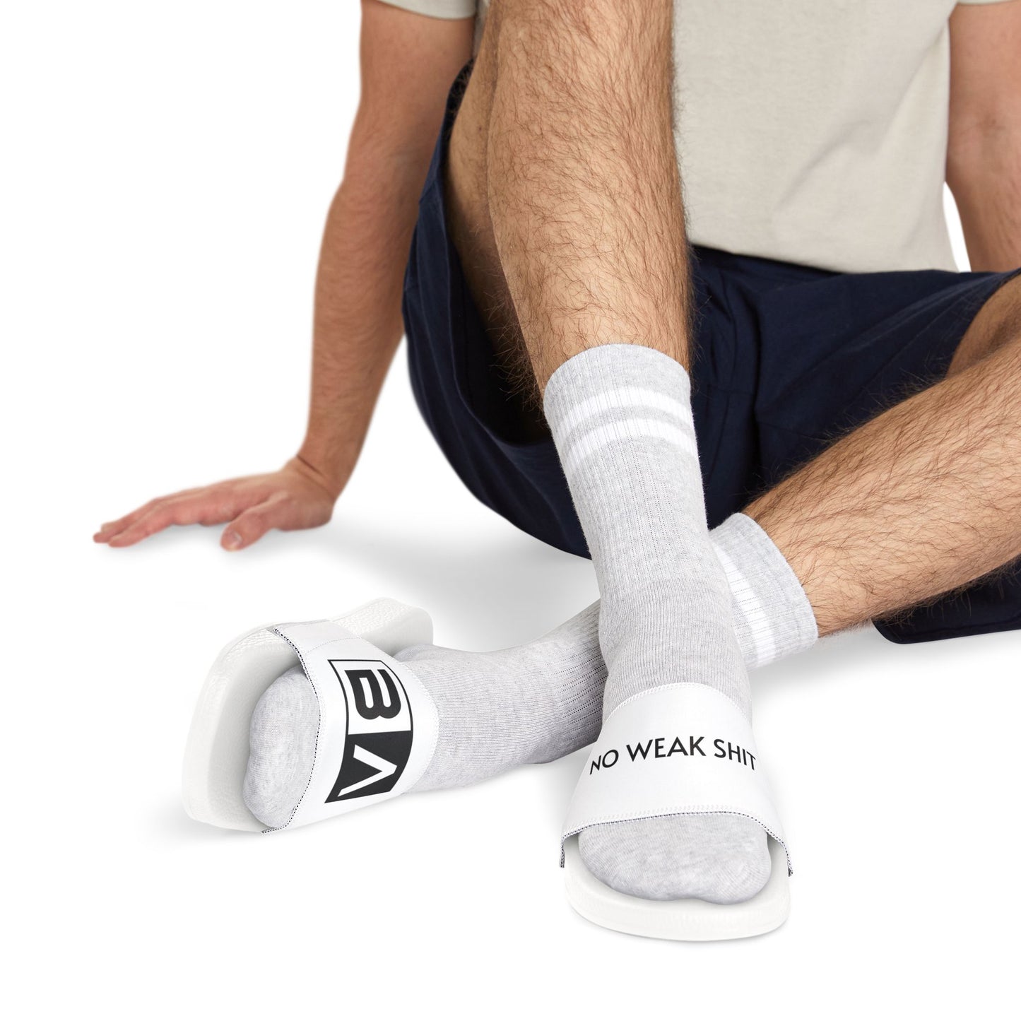 Men's Removable-Strap Sandals - "No Weak Shit" Statement Sliders for Relaxation and Casual Style